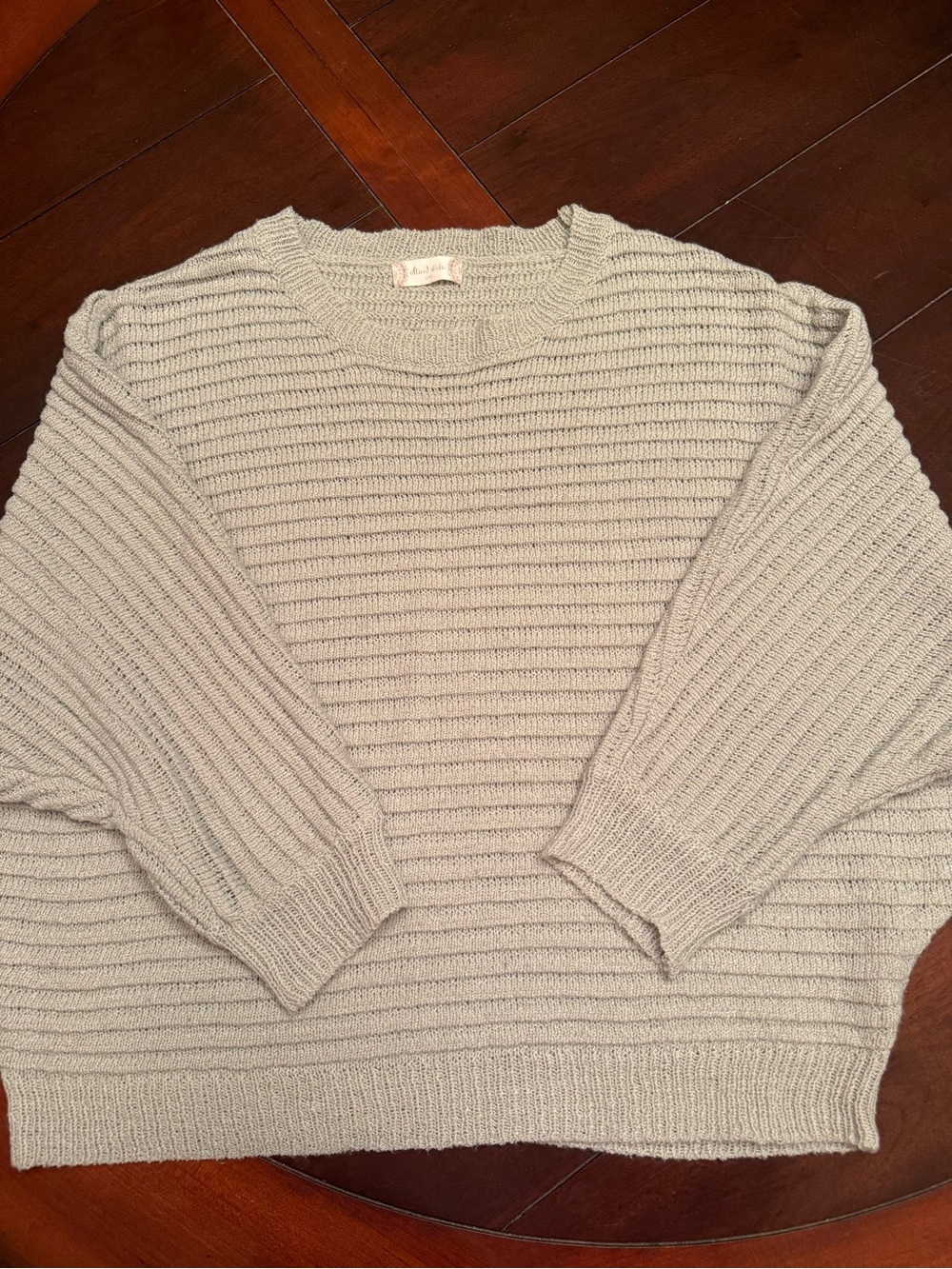 Altar’d State Sage Green Horizontal Rib Knit Oversized Crewneck Sweater S/M
